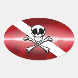 Pegatina Ovalada Buceador alegre