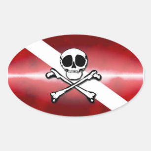 Pegatina Ovalada Buceador alegre