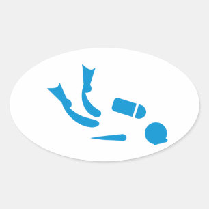 Pegatina Ovalada Buceador Scuba