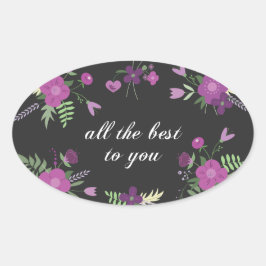 Pegatina Ovalada Buenos deseos florales Inspiradores