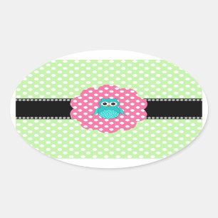 Pegatina Ovalada Búho de lujo de la turquesa