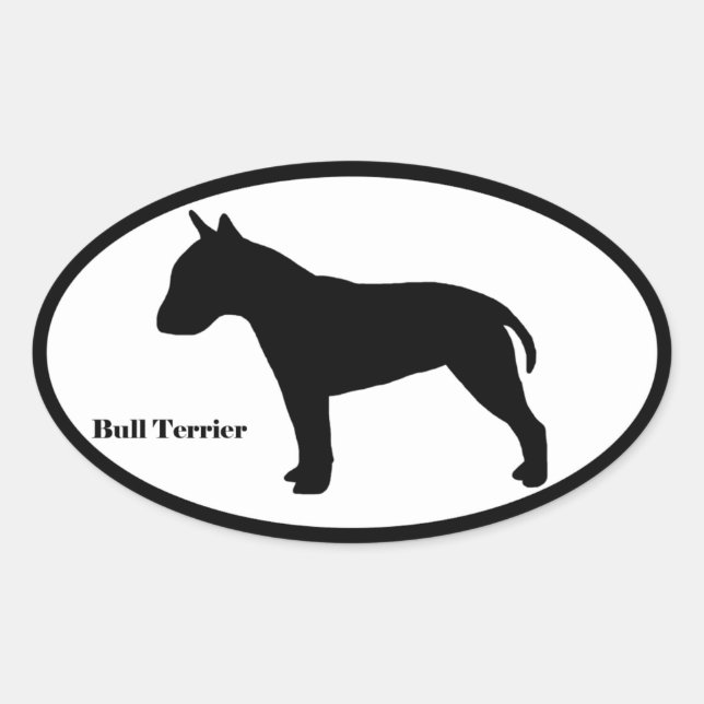 Pegatina Ovalada Bull Terrier SIlhouette (Anverso)