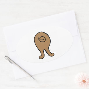 Pegatina Ovalada Bulldog Francés Fawn Hiney Dibujo Animado