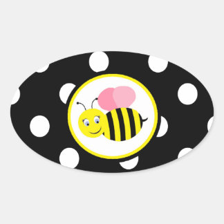 Pegatina Ovalada Bumble Bumble Bee - Rosa / Negro