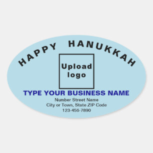 Pegatina Ovalada Business Hanukkah saludo sobre azul claro