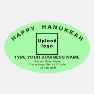 Pegatina Ovalada Business Hanukkah saludo sobre verde claro
