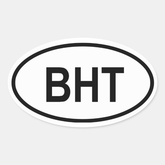 Pegatina Ovalada Bután "BHT" (Anverso)