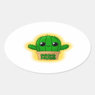 Pegatina Ovalada Cactus Huggable