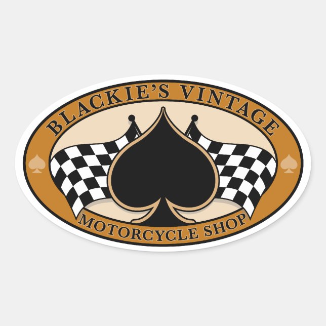 Pegatina Ovalada Cafe Racer / Motocicleta (Anverso)