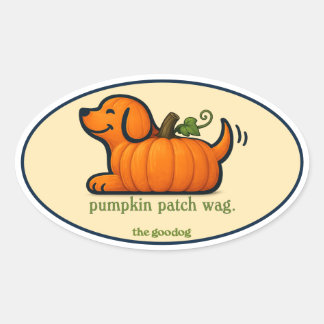 Pegatina Ovalada Calabaza Caprichosa Pup Otoño Óvalo