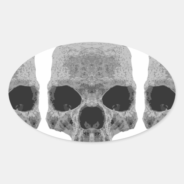 Pegatina Ovalada Calaveras de gótico (Anverso)