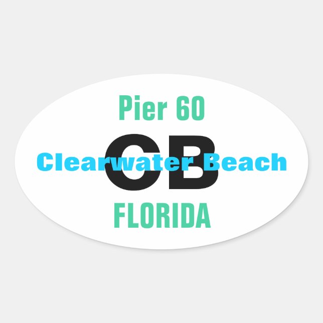 Pegatina Ovalada calcomanías de CLEARWATER BEACH (4) (Anverso)