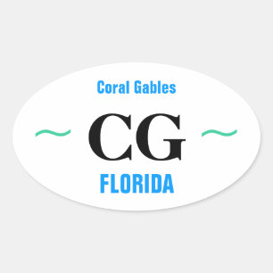 Pegatina Ovalada calcomanías de CORAL GABLES (4)