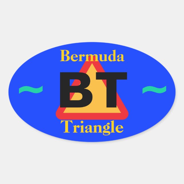 Pegatina Ovalada calcomanías del TRIÁNGULO DE BERMUDAS (4) (Anverso)