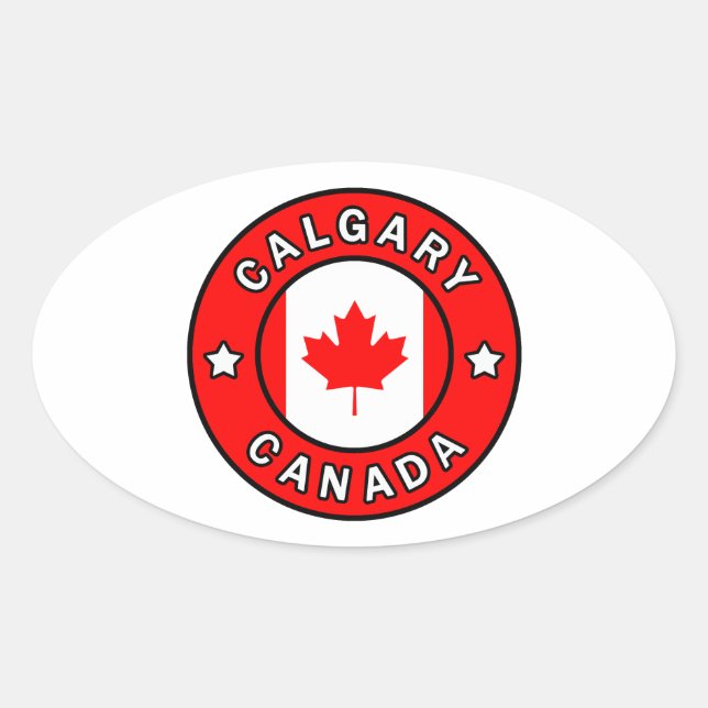 Pegatina Ovalada Calgary Canada (Anverso)