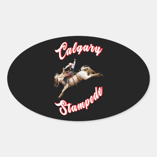 Pegatina Ovalada Calgary Canada Hourse Julio Riders Calgary Stamped (Anverso)