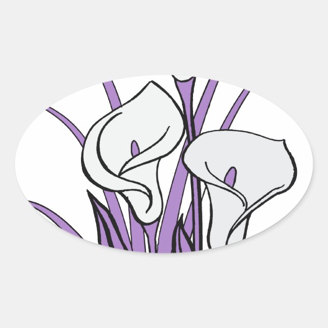 Pegatina Ovalada Calla Lily Design (Anverso)