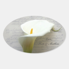 Pegatina Ovalada Calla lily escribe a mano antigua