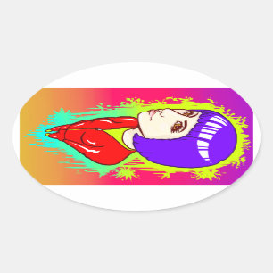 Pegatina Ovalada Calle Neon