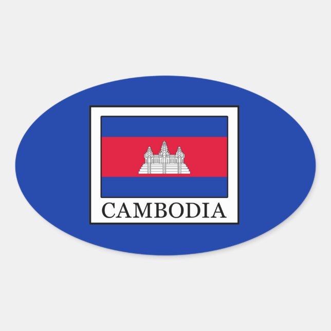 Pegatina Ovalada Camboya (Anverso)