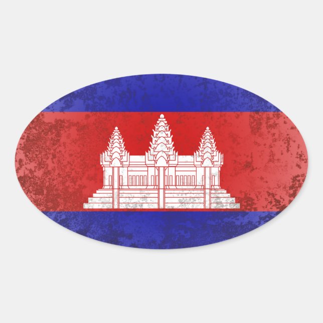 Pegatina Ovalada Camboya (Anverso)