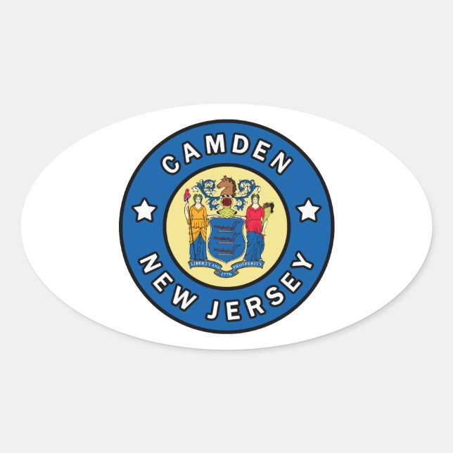 Pegatina Ovalada Camden New Jersey (Anverso)
