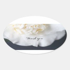 Pegatina Ovalada Camelias blancas con fondo oscuro