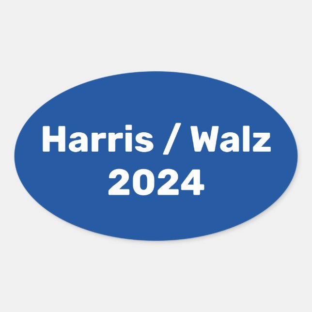 Pegatina Ovalada Campaña Presidencial Harris/Walz 2024 (Anverso)
