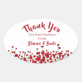 Pegatina Ovalada Campo De Los Cachorros Rojos