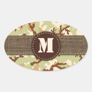 Pegatina Ovalada Camuflaje del desierto