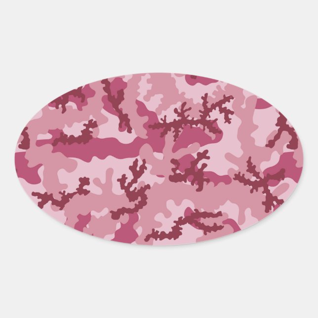 Pegatina Ovalada Camuflaje rosa (Anverso)