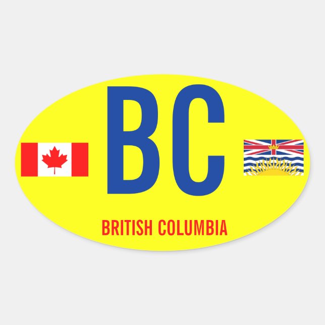 Pegatina Ovalada Canadá, Columbia Británica* Estancador de estilo e (Anverso)