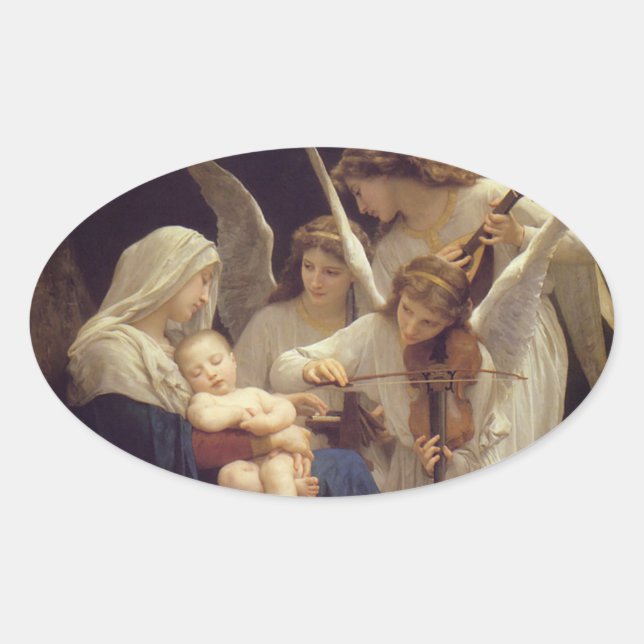 Pegatina Ovalada Canción de los ángeles (Anverso)