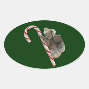 Pegatina Ovalada Candy Cane Australian Koala Bears