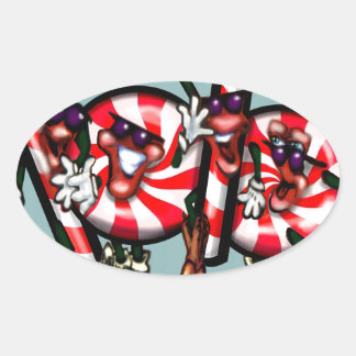 Pegatina Ovalada Candy Cane Gang