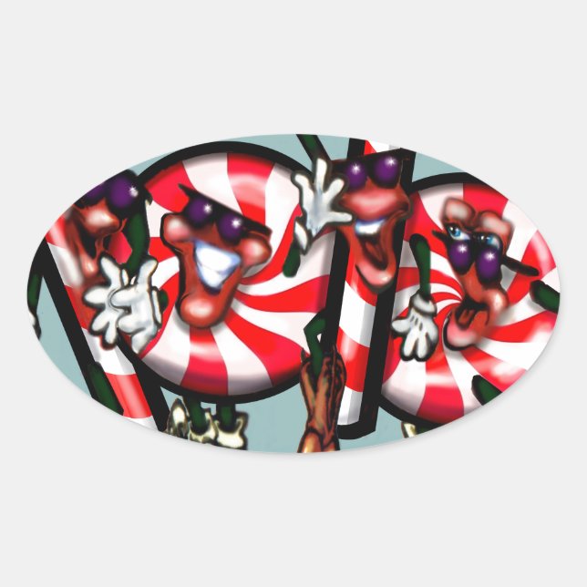 Pegatina Ovalada Candy Cane Gang (Anverso)