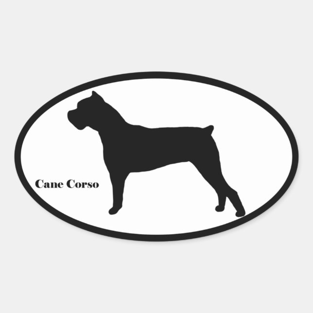 Pegatina Ovalada Cane Corso SIlhouette (Anverso)