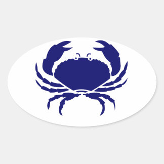 Pegatina Ovalada Cangrejo azul