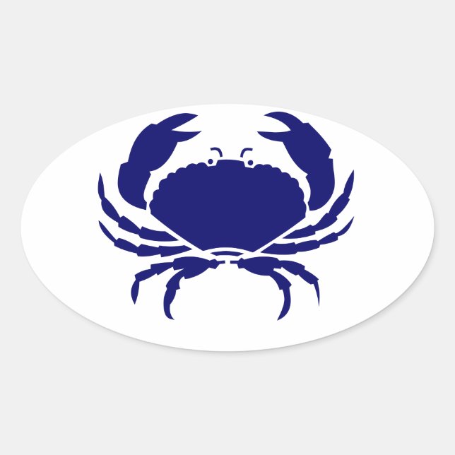 Pegatina Ovalada Cangrejo azul (Anverso)