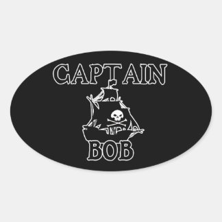 Pegatina Ovalada Capitán Bob (Barco pirata)