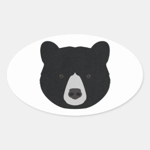 Pegatina Ovalada Cara del oso negro