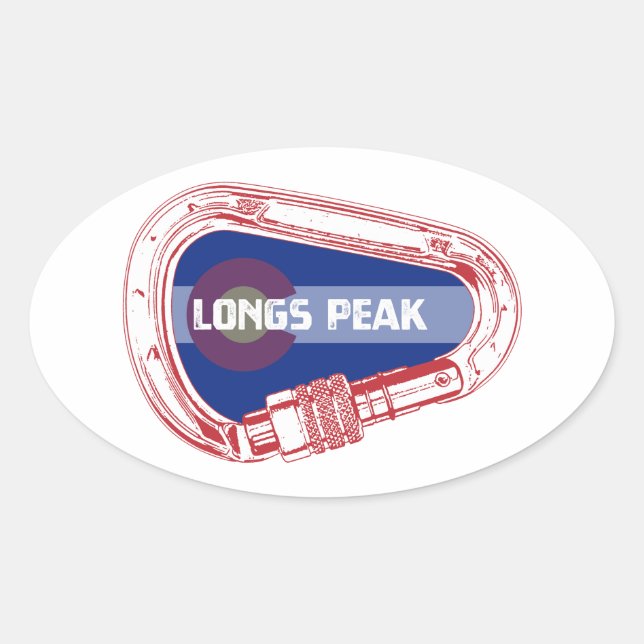 Pegatina Ovalada Carabiner de escalada con pico longs (Anverso)
