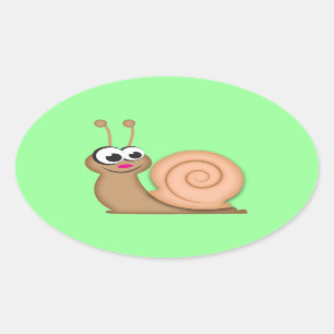 Pegatina Ovalada Caracol lindo del dibujo animado