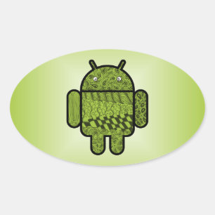 Pegatina Ovalada Carácter paisley para el robot Android™