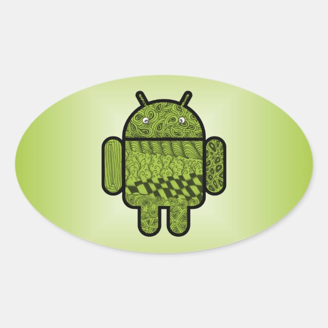 Pegatina Ovalada Carácter paisley para el robot Android™ (Anverso)