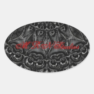 Pegatina Ovalada Carbón Mandala