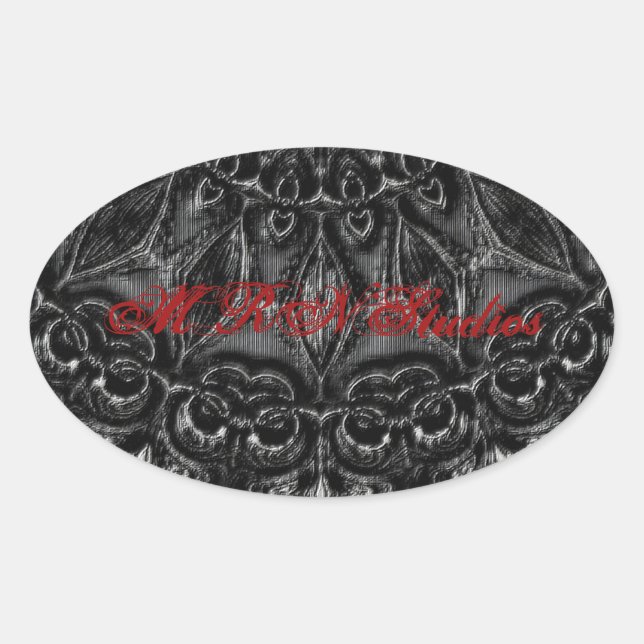 Pegatina Ovalada Carbón Mandala (Anverso)
