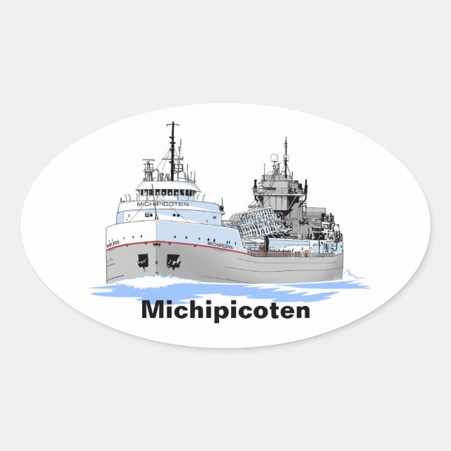Pegatina Ovalada Carguero de los Grandes Lagos Michipicoten (Anverso)