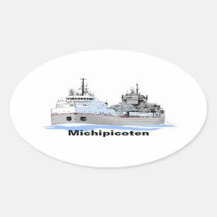 Pegatina Ovalada Carguero de los Grandes Lagos Michipicoten