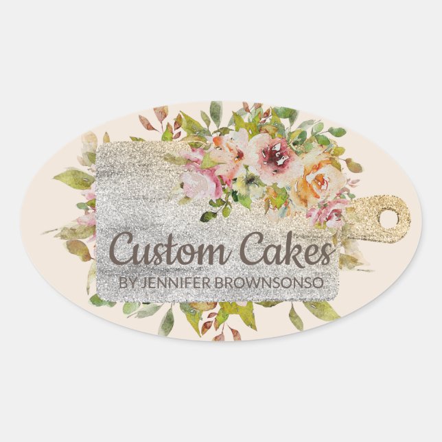 Pegatina Ovalada Carnicero de la tabla de compras Panadería Cocina  (Anverso)